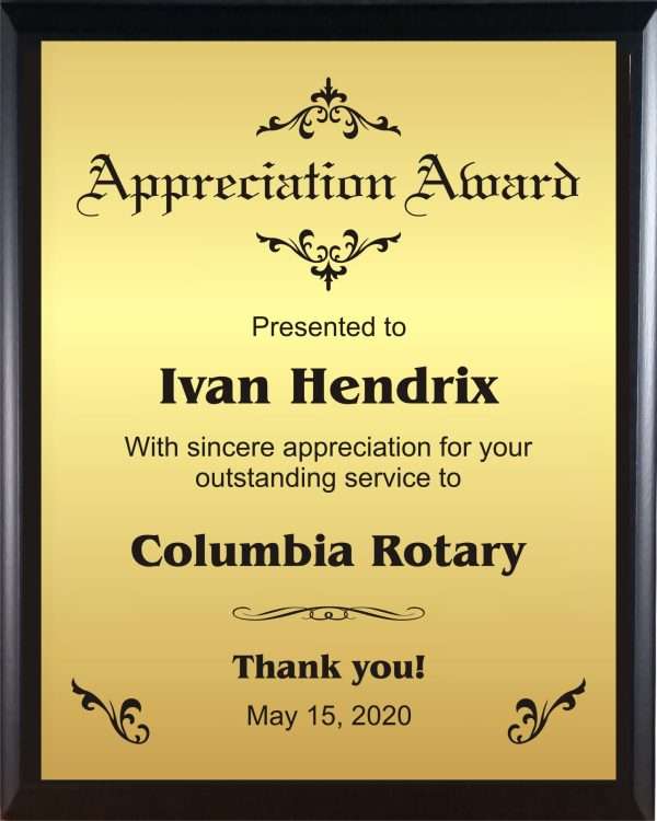 appreciation award Gold